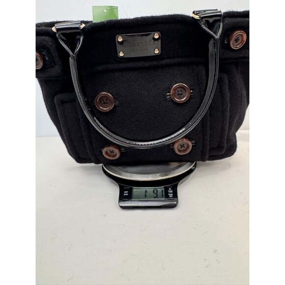 NWT Kate Spade Black Wool Button Tote Bag With Patent Leather Handles & Lined In - Picture 11 of 11
